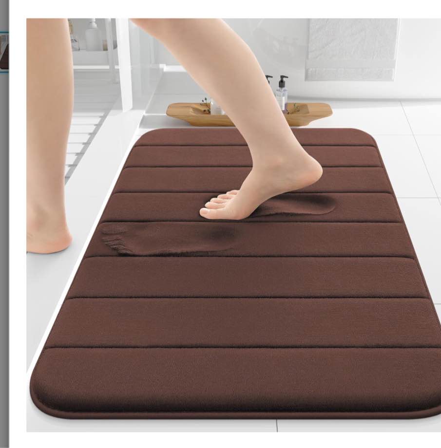 Colorxy Memory Foam Bath Mat 36x24, Ultra Soft and Absorbent Bathroom Rugs, Non-Slip, Machine Wash Dry, Thick Bath Rug Carpet for Bathroom Floor, Sink and Shower, Brown