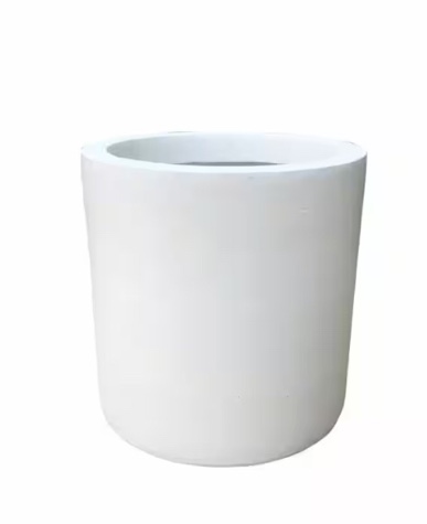 12.9 in. Dia, Pure White Lightweight Concrete Modern Cylinder Outdoor Planter