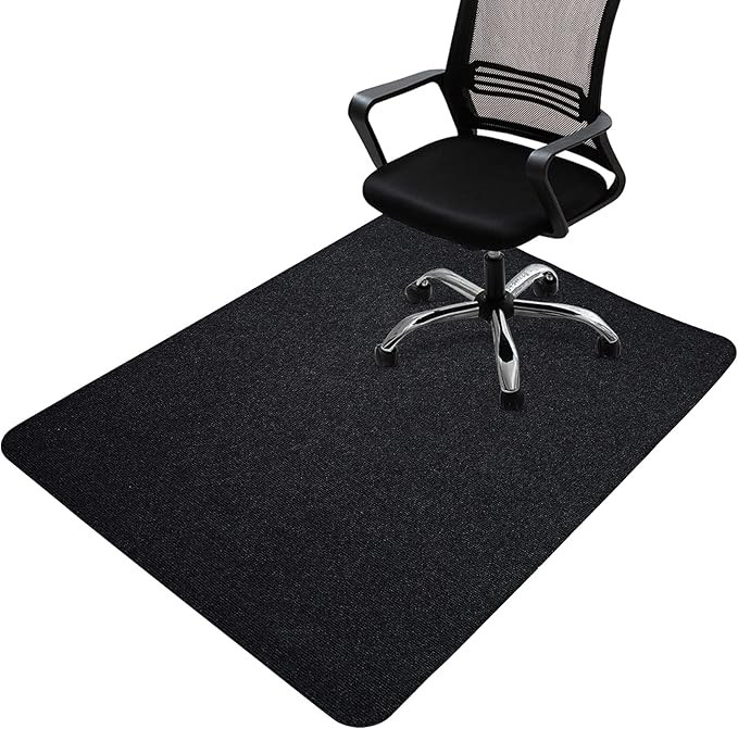 HomeMall Office Chair Mat for Hardwood and Tile Floor, Computer Chair Mat, Non-Slip Floor Protector Rug Carpet, Non-Curve, Under Desk Mat for Rolling Chair, Black(48"x36")