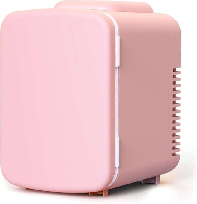 iPower Mini 4L/6 Cans Portable Small Refrigerator Cooler & Warmer Compact Fridge for Bedroom, Dorm, Office, Beverage, Pink