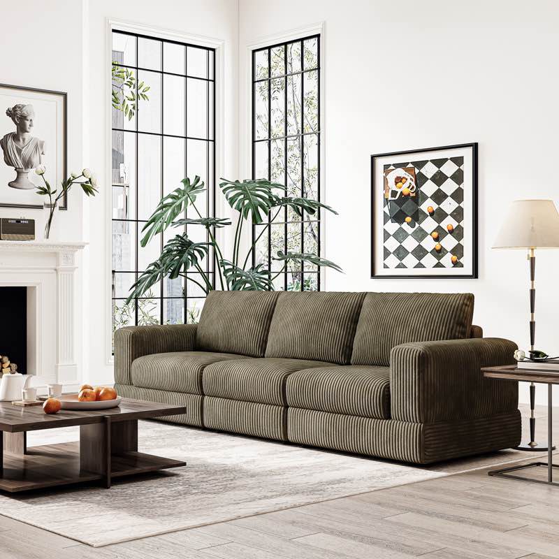Edenburg Modern Corduroy Sofa, Modular Sectional Upholstered Couch with Soft Pillows Backrest and Deep Seat for Living Room B Similar (incomplete)