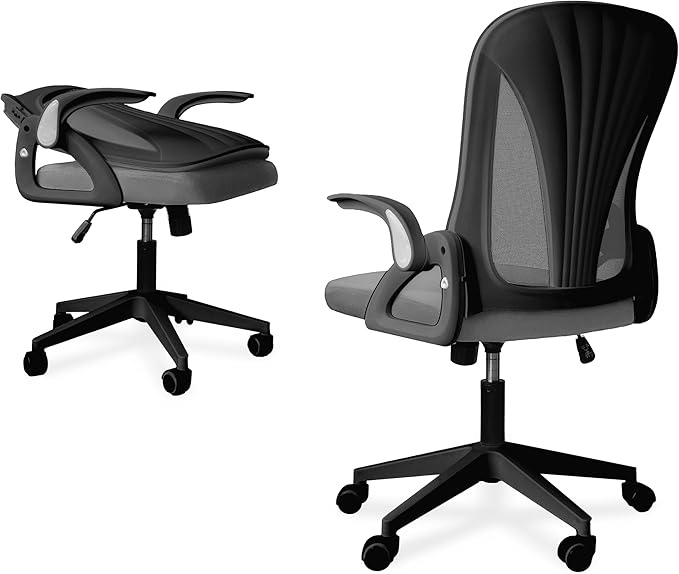Tervo Model S | Foldable & Adjustable Height for Small Spaces | Gaming Chair | Swivel Desk Chair for Home Work | Ergonomic Mesh Computer Chair for Bedroom (Grey & Black) ( incomplete)
