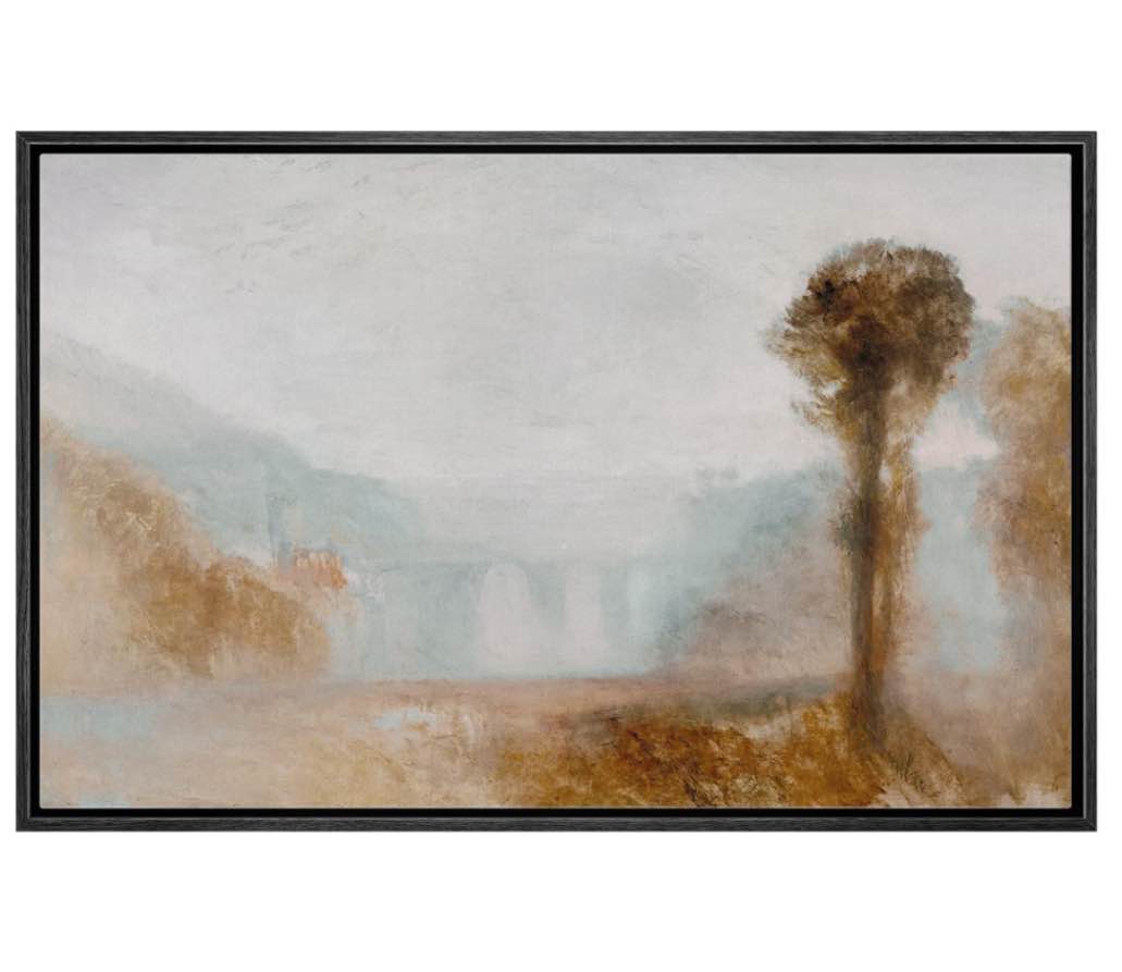 SIGNLEADER Framed Canvas Print Wall Art Grunge Brown Blue Pastel Landscape Abstract Shapes Illustrations Modern Art Decorative Minimal Relax/Calm For Living Room, Bedroom, Office Size: 16" H x 24" W x 1.5" D, Format: Black
