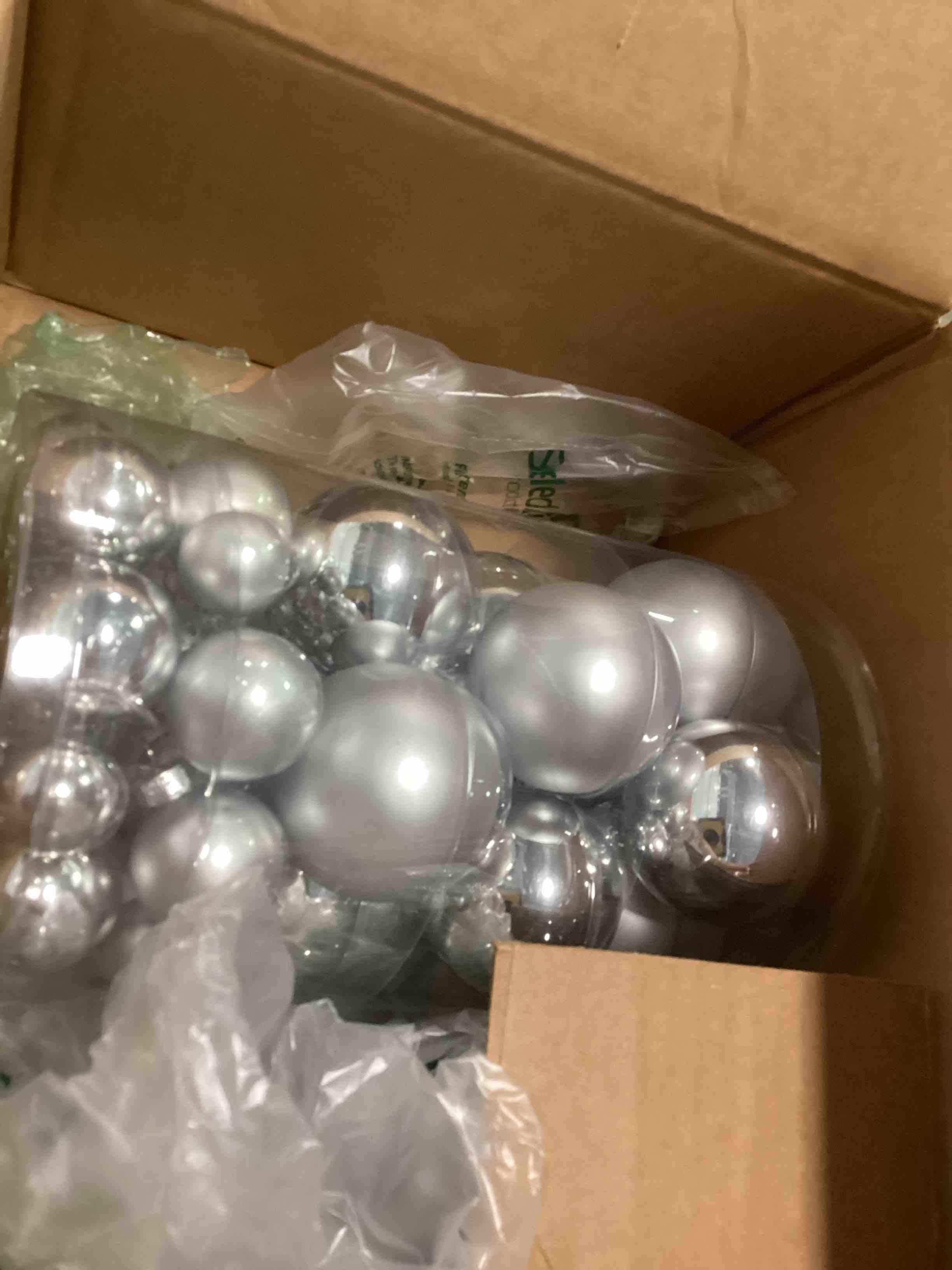 40ct Glass 2-Finish Christmas Ball Ornament Set Color: Silver