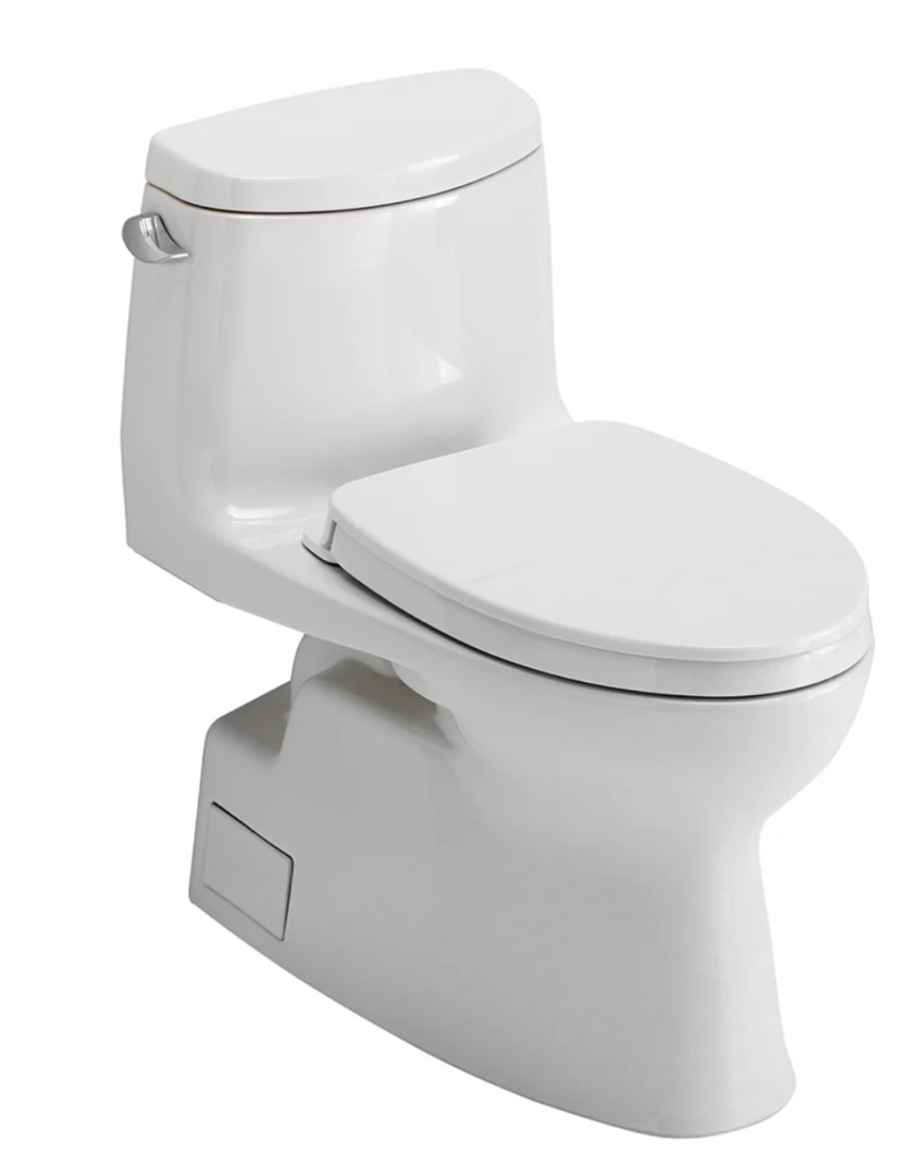 TOTO® Carlyle® II One-Piece Elongated 1.28 GPF Universal Height Toilet with CEFIONTECT and SS124 SoftClose Seat, WASHLET+ Ready, Cotton White - MS614124CEFG#01