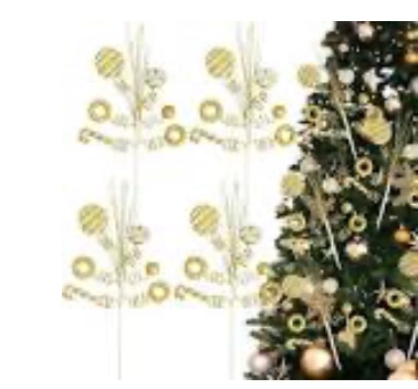 Krissing 4 Pcs Christmas Picks for Tree, Artificial Glittered Candy and Lollipop Christmas Tree Picks and Spays Christmas Glitter Ornament for Indoor Home Christmas Tree Toppers Decorations (gold)