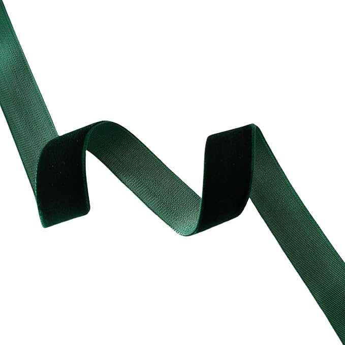 4 Pcs Bright Green Velvet Ribbon 1Inch 3/8 Inch 25 Yards Single Face Velvet Ribbon for Christmas Decoration Party Wedding Hair Bows Gift Wrapping Arts Crafts