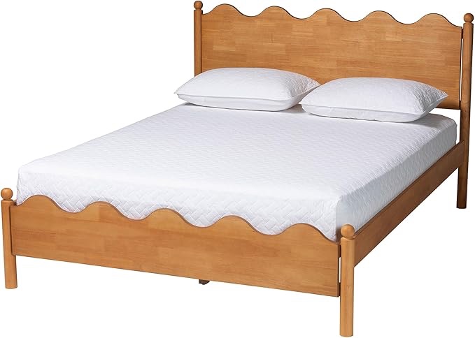 (Incomplete)Baxton Studio Malaya Modern Wood Full Platform Bed With Scalloped Edges Color: Brown