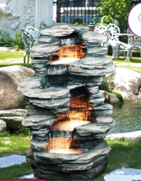 Resin Rock Level Fountain with Halogen Light