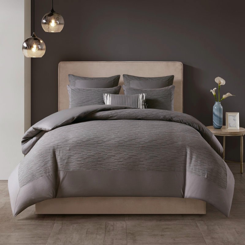 N Natori Hanae Cotton Blend Yarn Dyed Duvet Cover Set