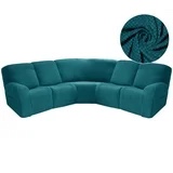 JIAN YA NA 5 Seat Corner Sofa Cover Sectional Recliner Corner Sofa Protector for Livingroom,Deep Blue