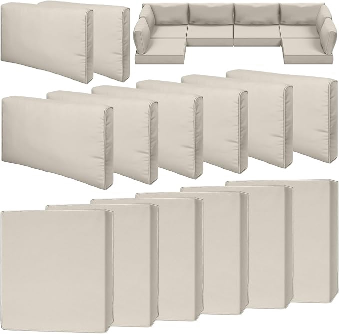 similar FINCATI 14 Piece Outdoor Patio Furniture Chair Cushion Covers Replacement,Beige Outdoor Sofa Seat Cushions Covers with Zipper,Patio Cushion Covers 27x27 inch?Only Cover?