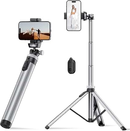 EUCOS Metal Phone Tripod, 67" iPhone Tripod Stand with Remote & Lightweight Camera Tripod Stand, Sturdy Extendable Cell Phone Tripod for iPhone 15 Pro Max 14 13 12/Android