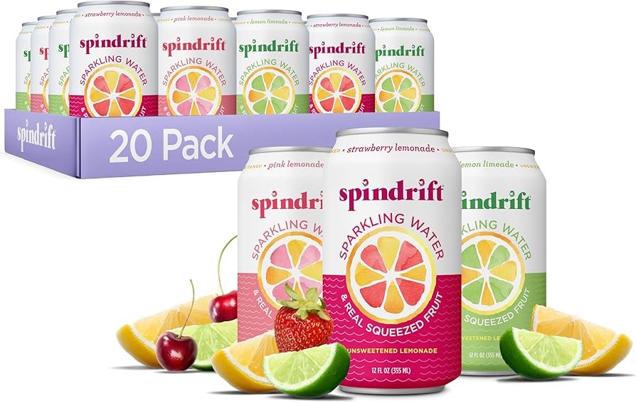Spindrift Lemonade 3 Flavor Variety 20 Pack,12 Fl Oz (Pack of 20)((BB:06/08/2025))