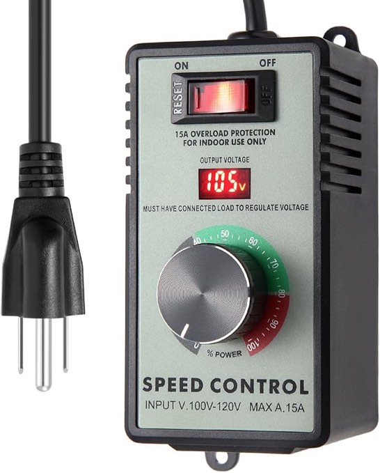 Variable Fan Speed Controller, 100V-120V 15A AC Electronic Fan Speed Controller, Electronic Voltage Regulator, Fan Speed Controller with Overload Protection and Voltage LED Display Screen