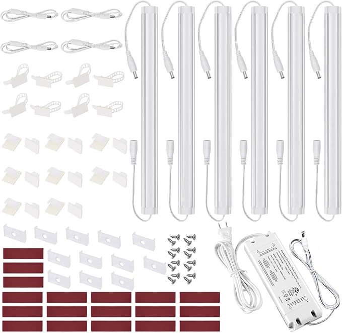 Litever Under Cabinet LED Lights Kit Dimmable by AC in-Wall Dimmer. Plug or Direct Wire LED Driver. Super Bright Linkable Lighting Strip for Kitchen Cabinets Counter. 35W 2000 Lumen. Warm White 3000K