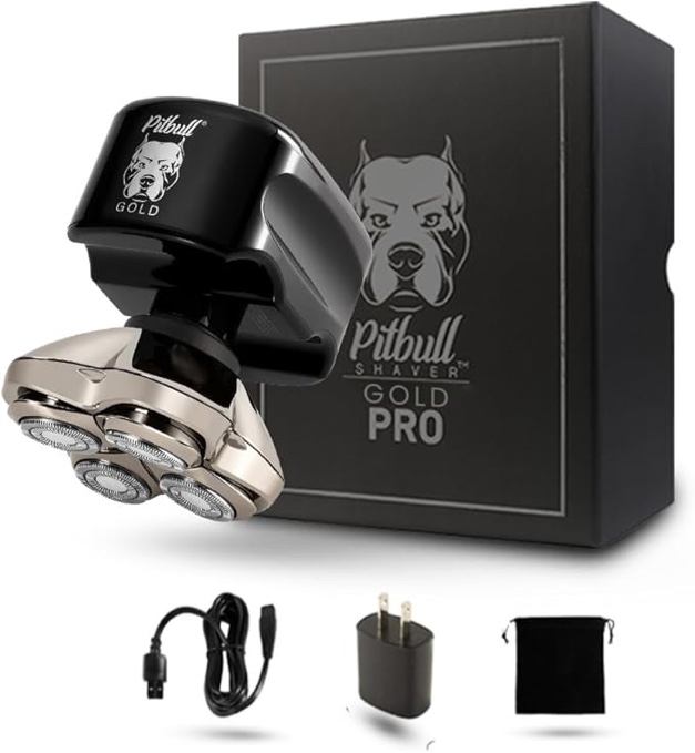 Skull Shaver Pitbull Gold PRO Head and Face Shaver: Ultimate Grooming Kit for Men  5-in-1 Premium Bald head Electric Head Shaver  Wet and Dry Easy Head Shaver  Perfect Gift for Men