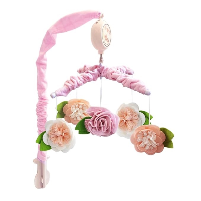 Floral Musical Baby Mobile for Crib Toys Hanging Cute Design for Boys and Girls Perfect Baby Crib Mobile with Music Ideal Crib Hanging Toy(Pink Flower)