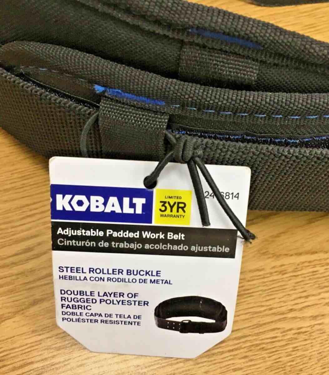 084298168147 KOBALT STEEL ROLLER BUCKLE Kobalt General Construction Polyester Adjustable Padded Tool (Work) Belt