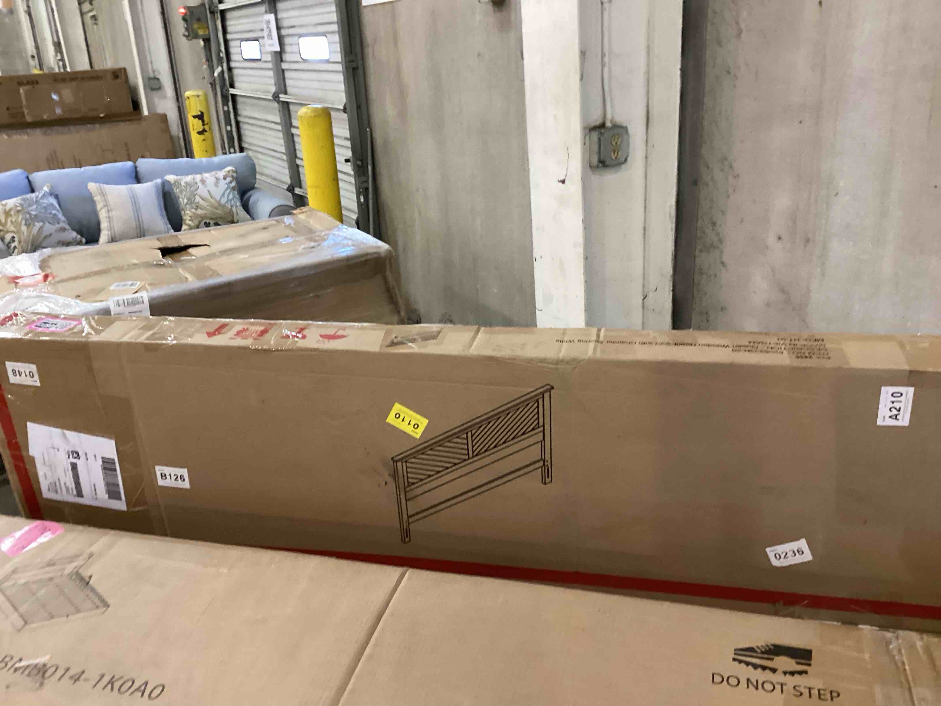 Queen wooden headboard chamfer scoring white 