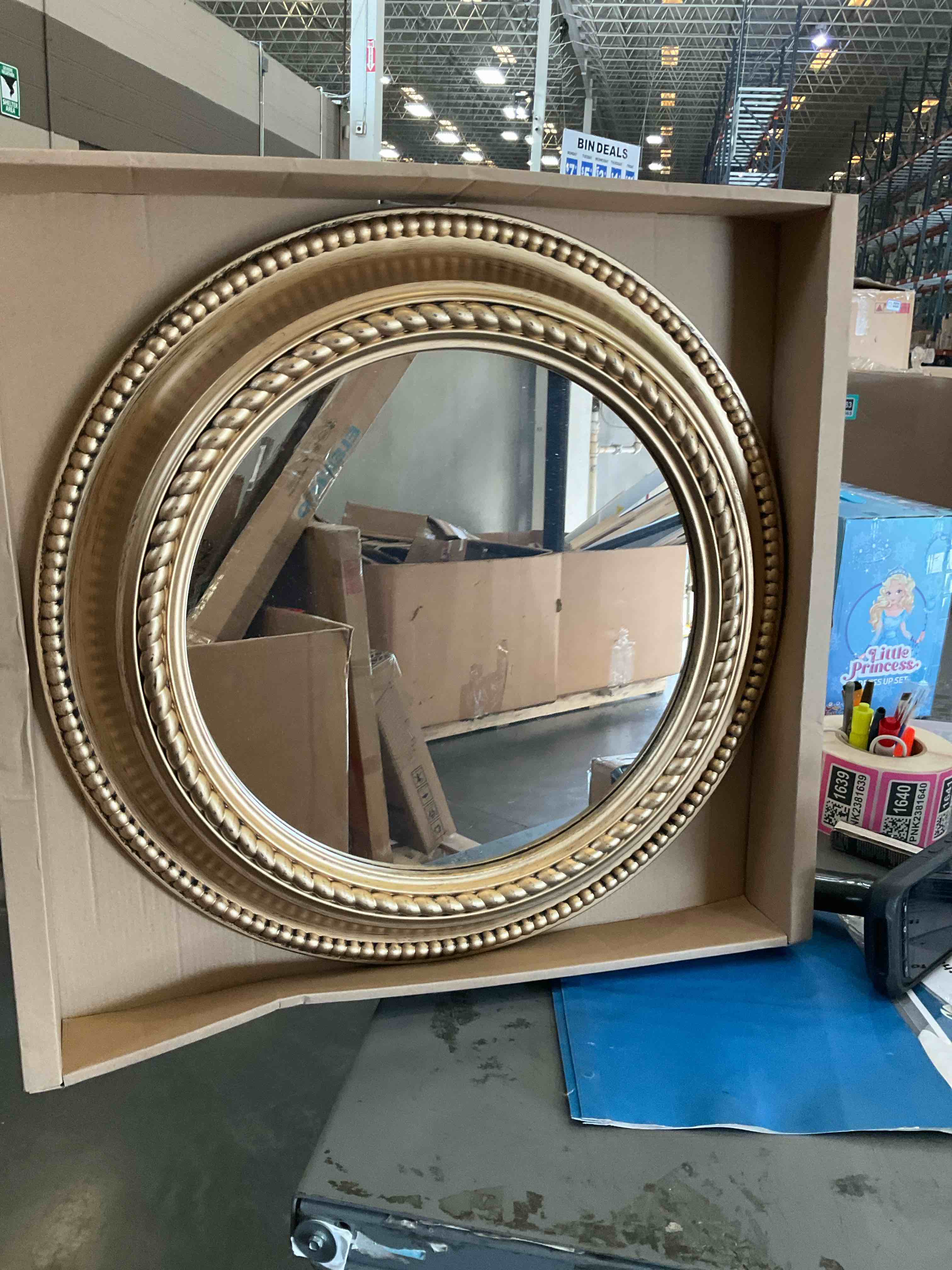 hamilton hills 20 inch round mirror - wall mounted mirror with plastic frame wooden finish - rustic circular farmhouse mirror - elegant and versatile home decor - circle mirror - copper