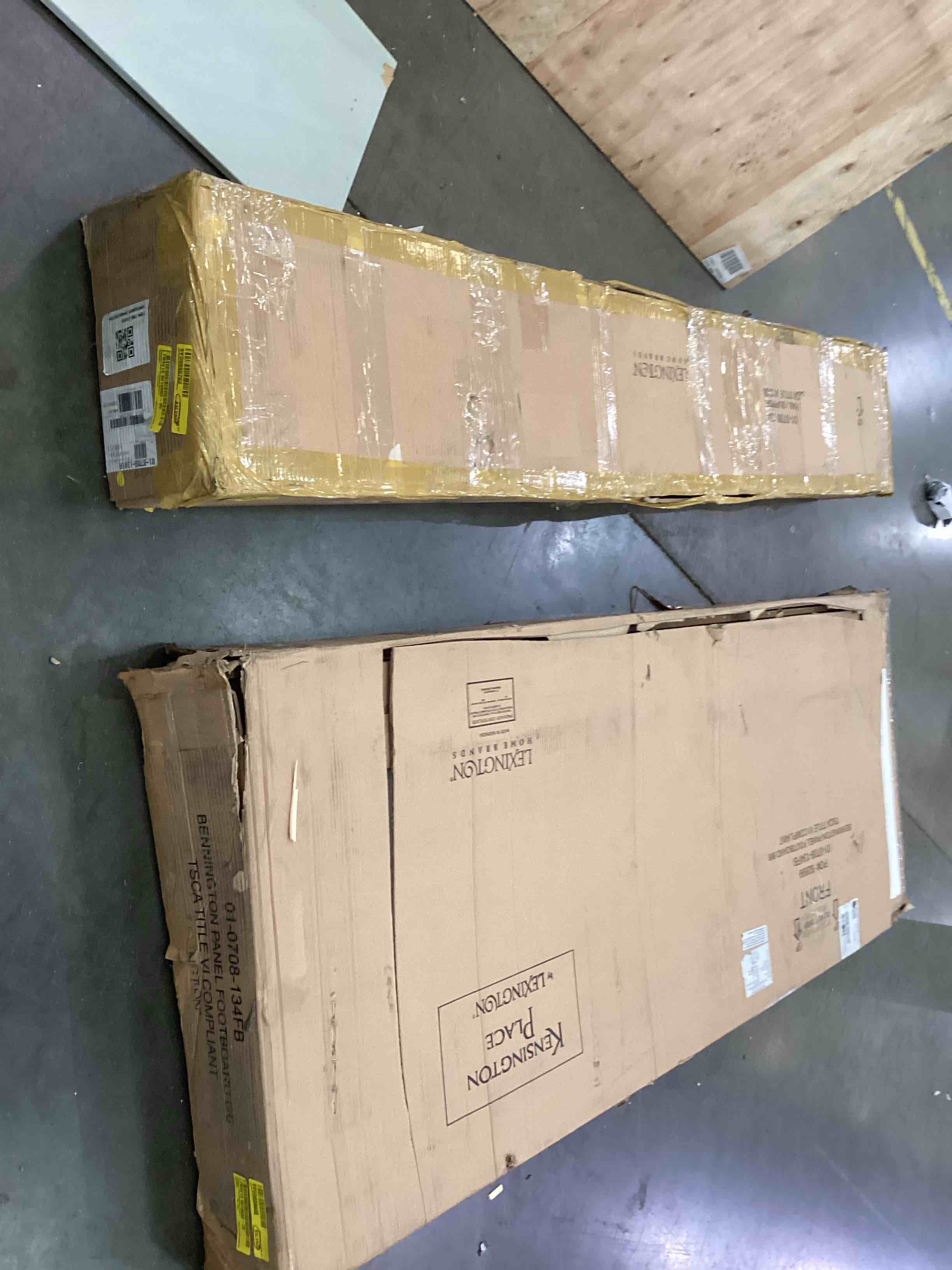 panel bed footboard w rails and supports, incomplete set only 2 boxes included 