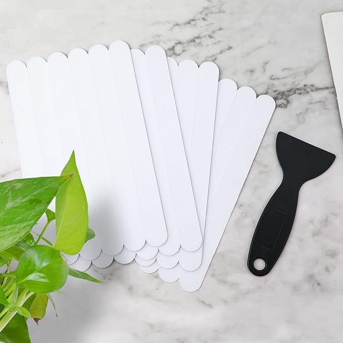 Anti-Slip Strips for Bathtub with Plastic Scraper, 0.8"x7.9" Transparent Anti Slip Bathtub Stickers Clear Anti Slip Decals Flooring Safety Tape for Bathroom Shower Floor Stairs Ladders