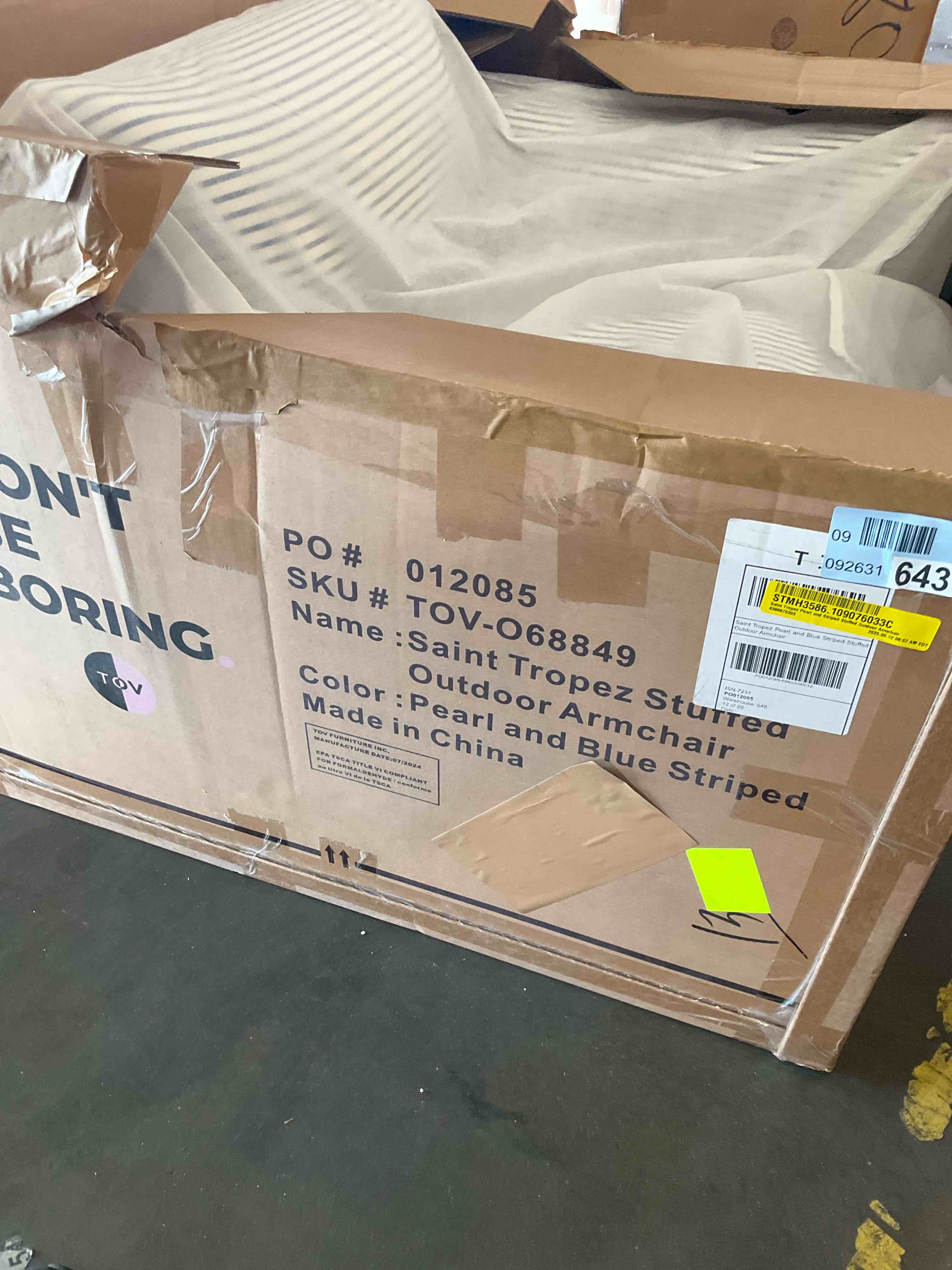 stuffed outdoor armchair, legs not included