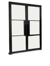 3 Lite Modern Exterior Double Steel French Door | Low-E Glass | Black | Double Doors Exterior Size: 80"H x 60"W, Door Orientation: Left Hand Swing