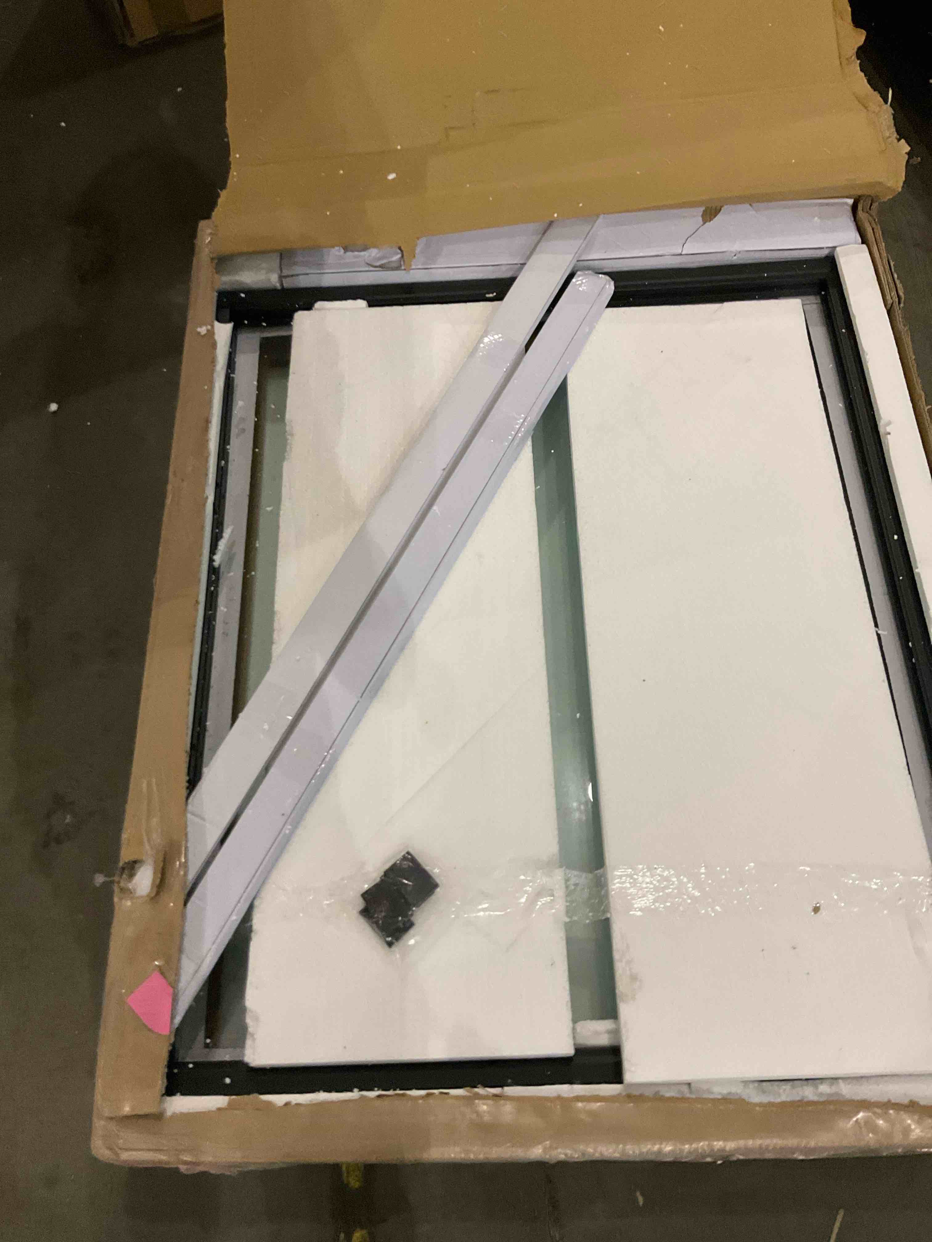 Metal and Glass Sliding Barn Door with Installat