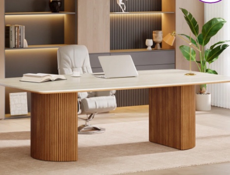 Travertine Slab Computer Desk 