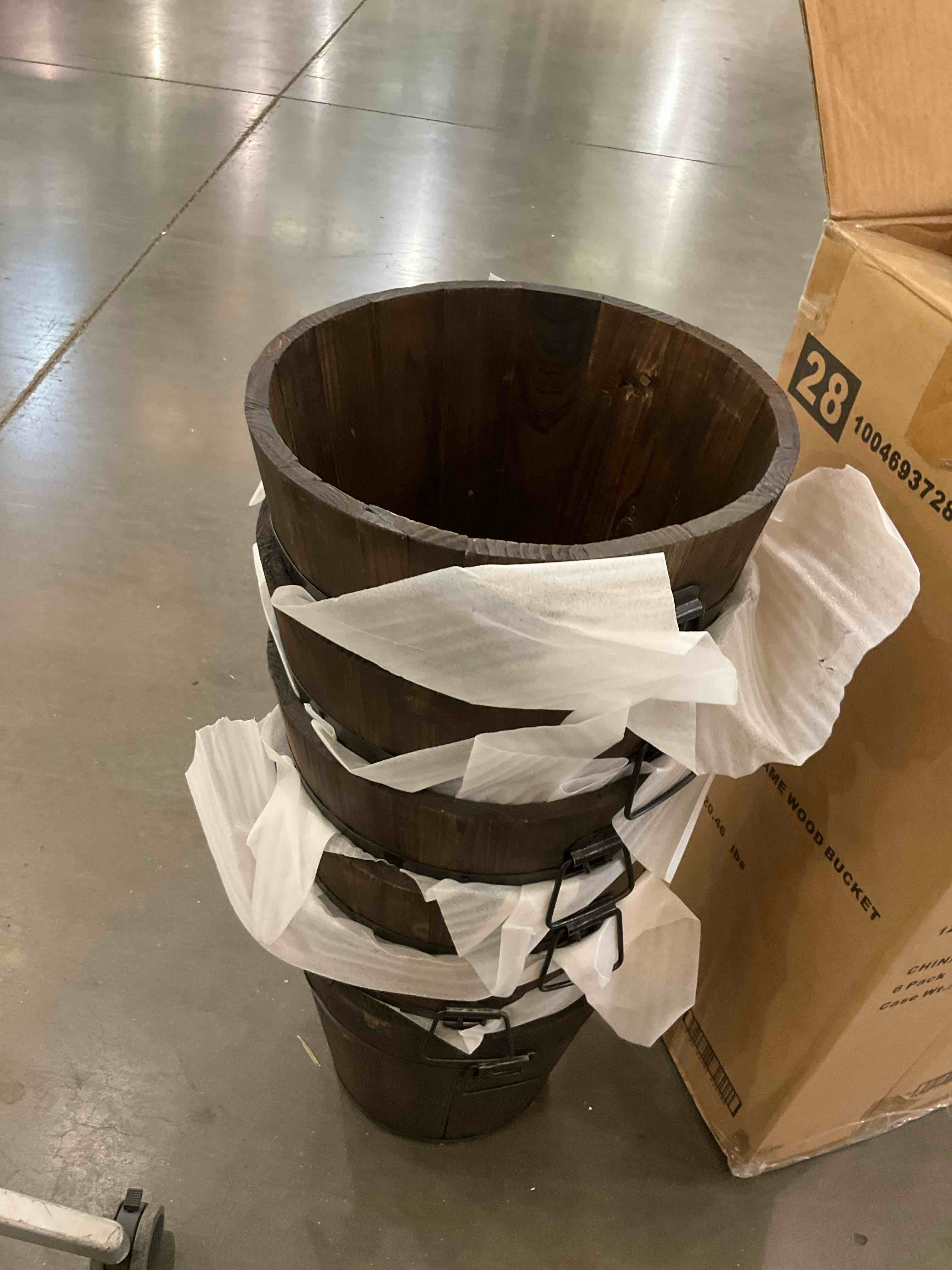 Rustic Wooden Barrel Planter pack of 6