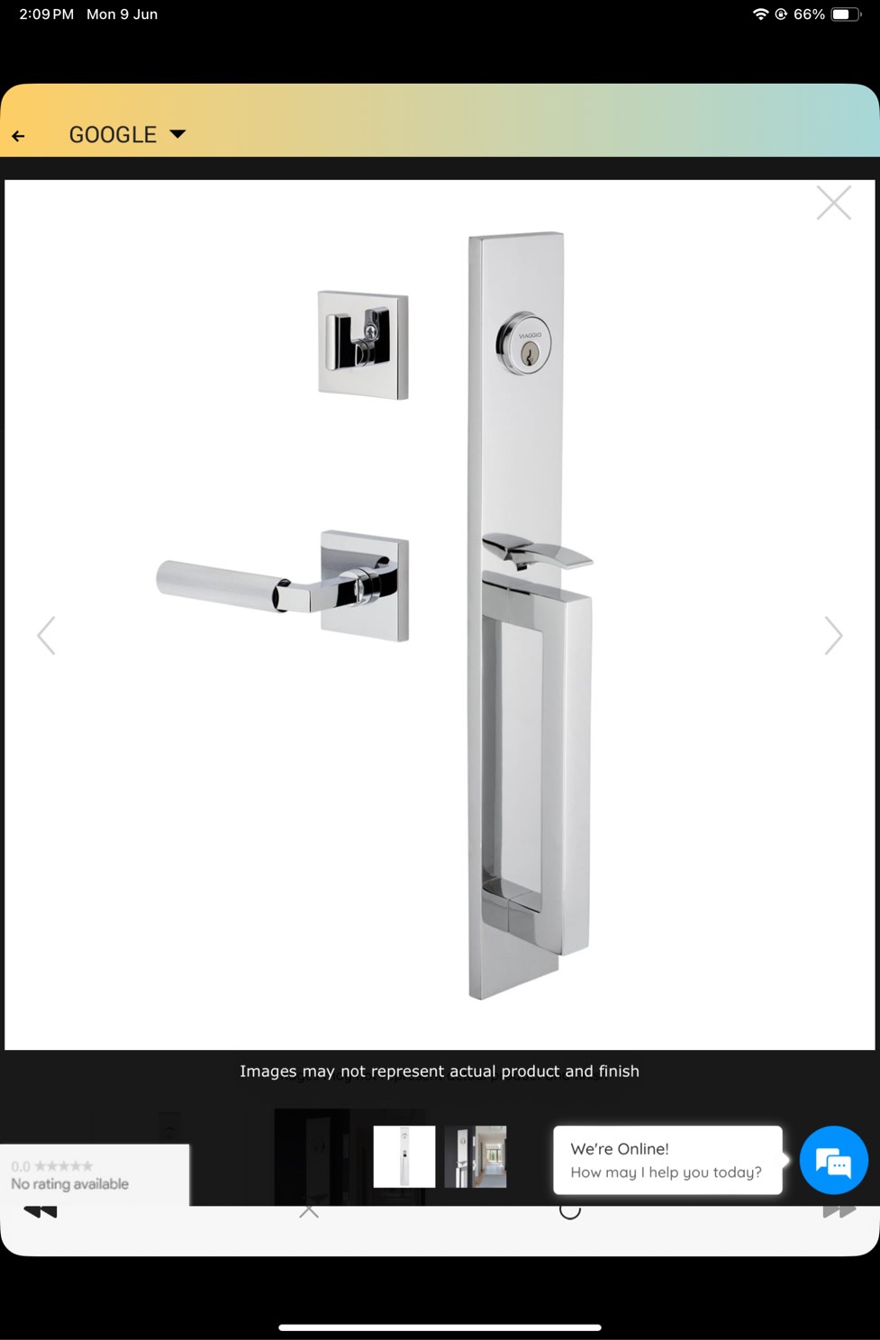 Viaggio Quadrato One-Piece Handleset With D Grip With Quadrato Rosette And Contempo Fluted Lever