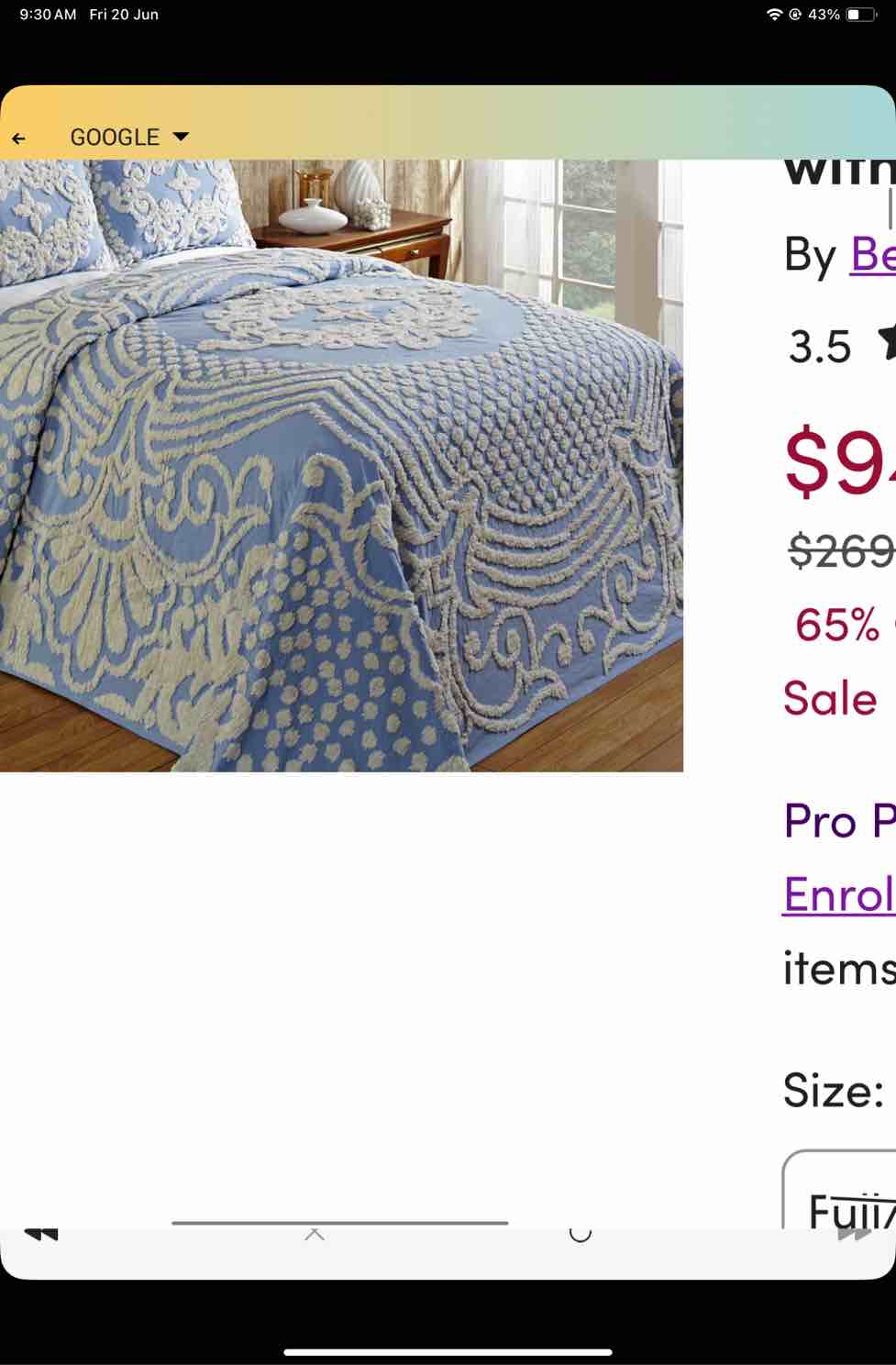 Florence Standard 100% Cotton Floral Pattern Coverlet/Bedspread with Sham Set