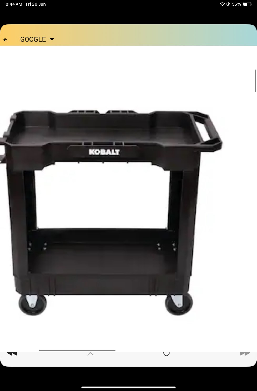 Kobalt 32.6-in Shelf 500-lb Capacity Utility Cart