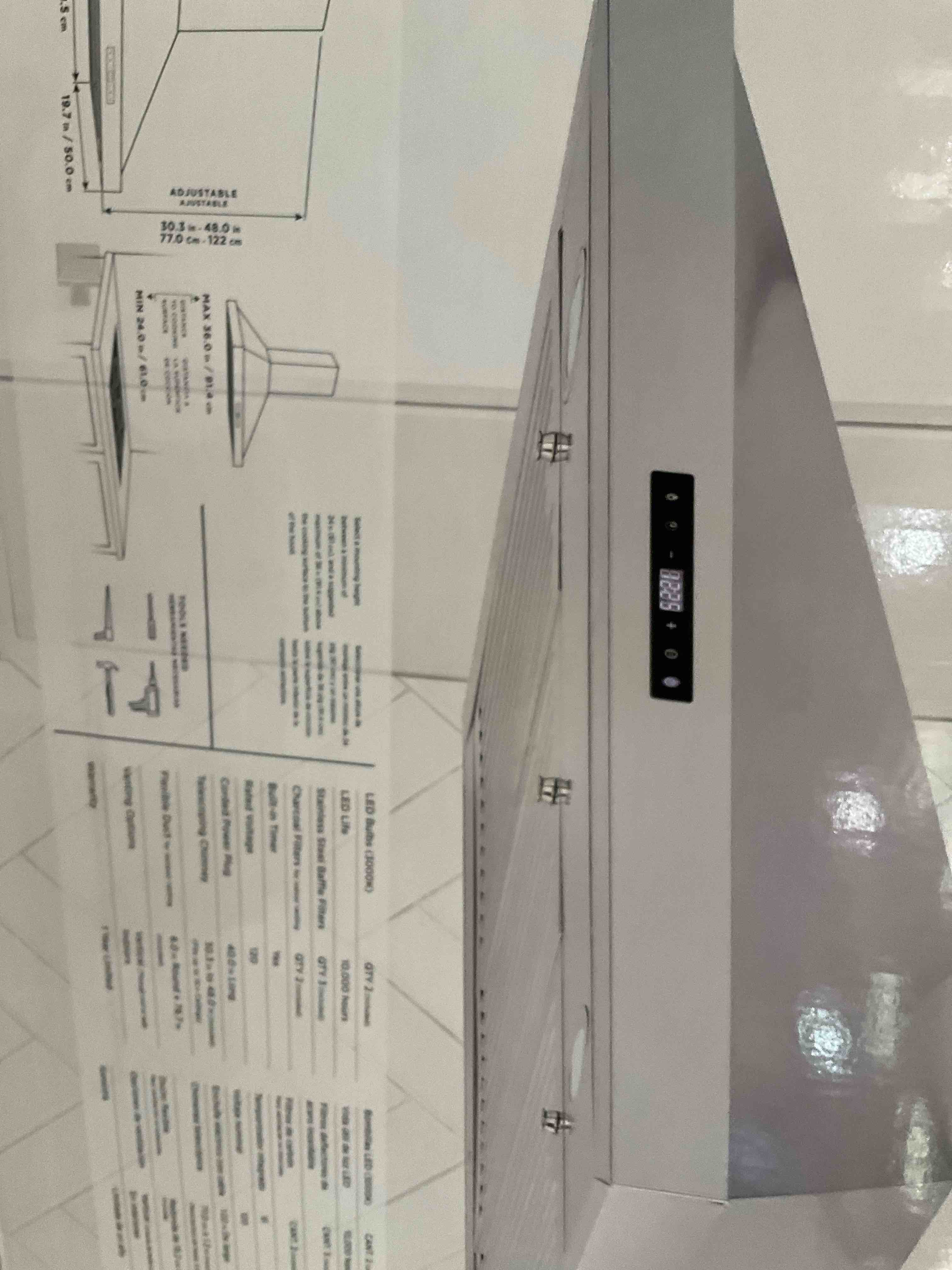 OPEN BOX Like New Vissani Range Hood 36 in. Convertible Wall Mount Charcoal Filters Stainless Steel