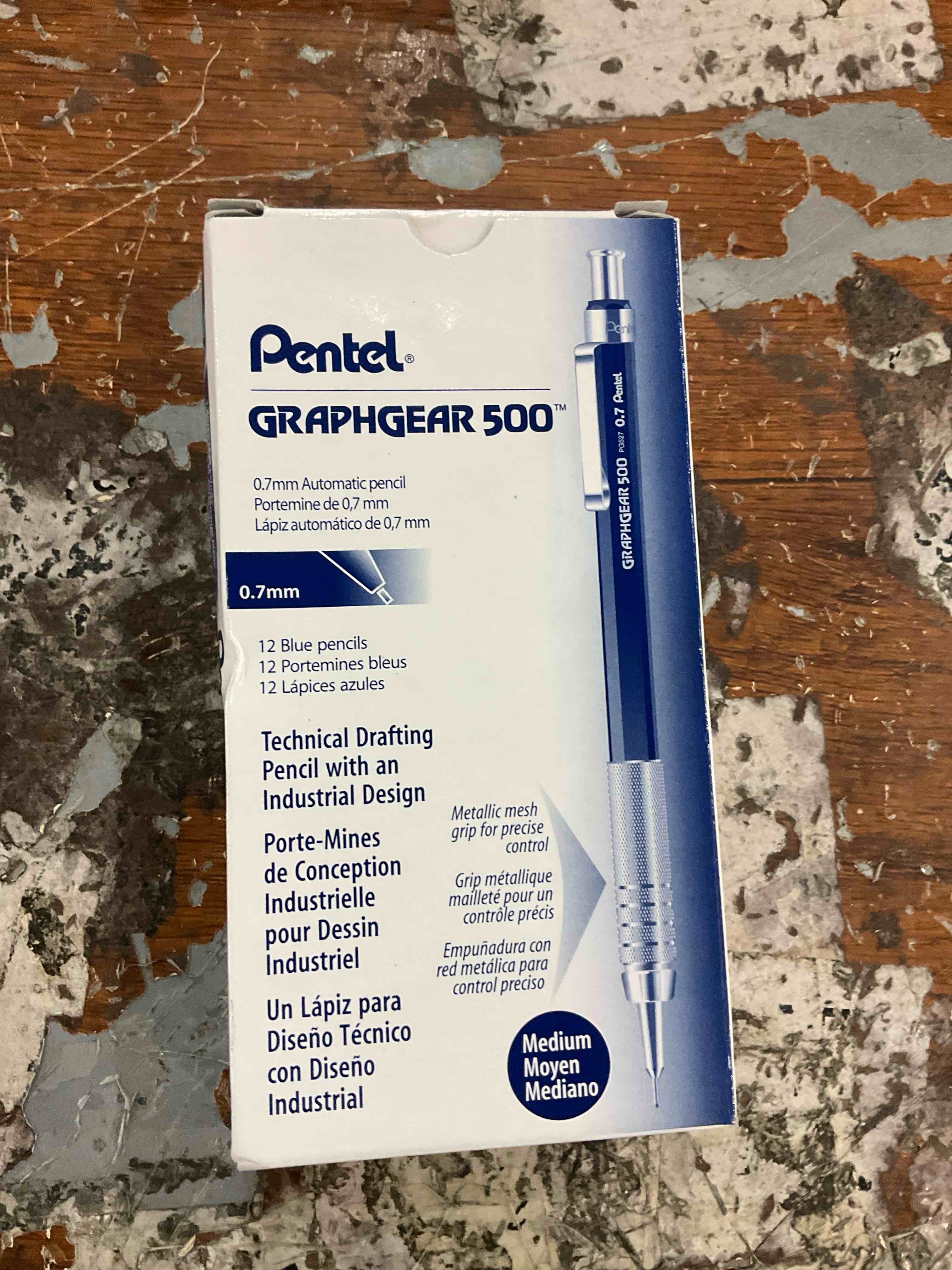 PG527C Pentel GraphGear 500 Automatic Drafting Pencil, 0.7mm, Blue, 12 Each