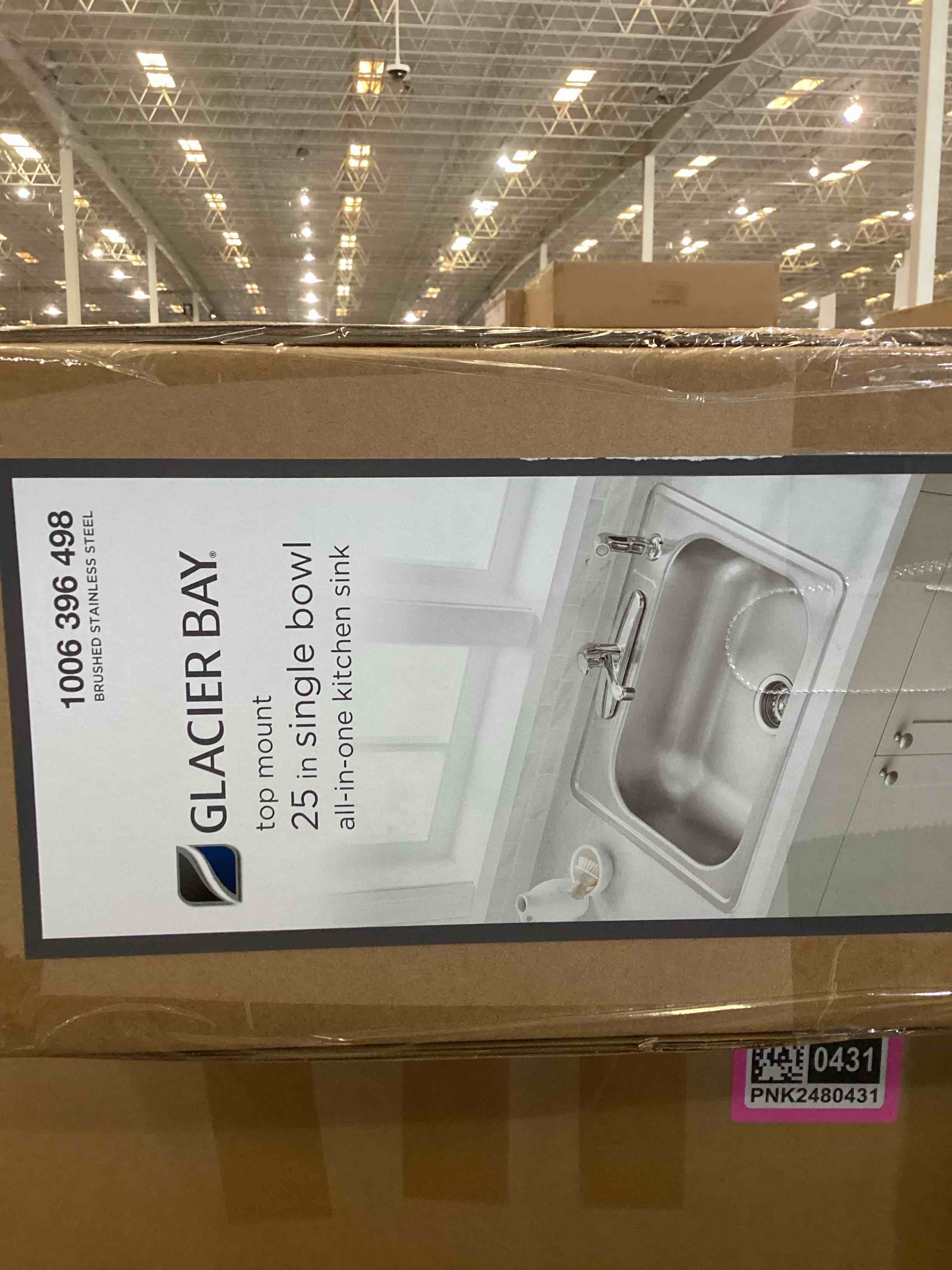 Glacier Bay top mount 25 in single bowl all-in-one kitchen sink