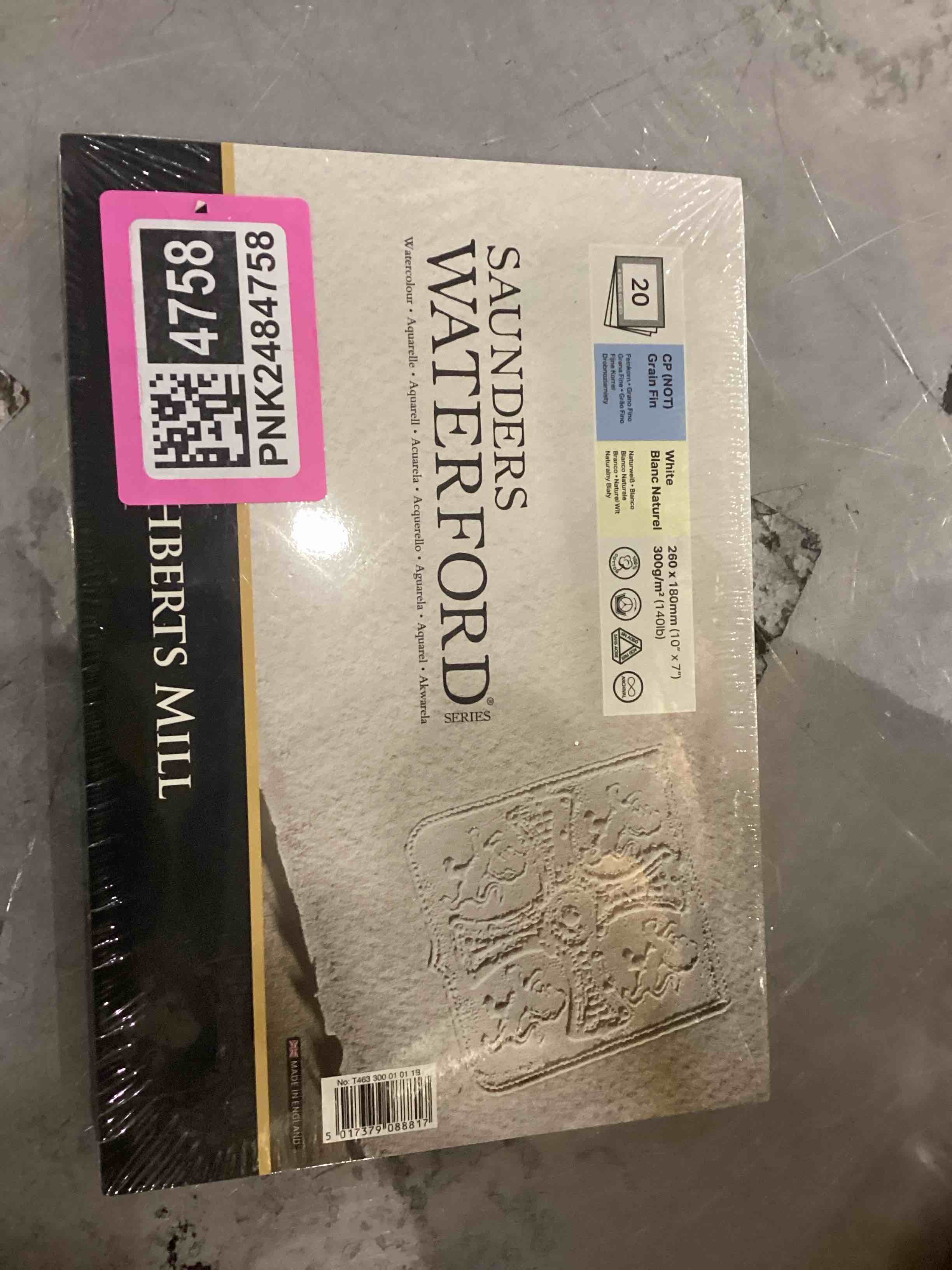 Saunders Waterford Legion Watercolour Block, 140 lb. Cold Press, 7 x 10 inches, White, 20 Sheets (I98-SWB140CP710)