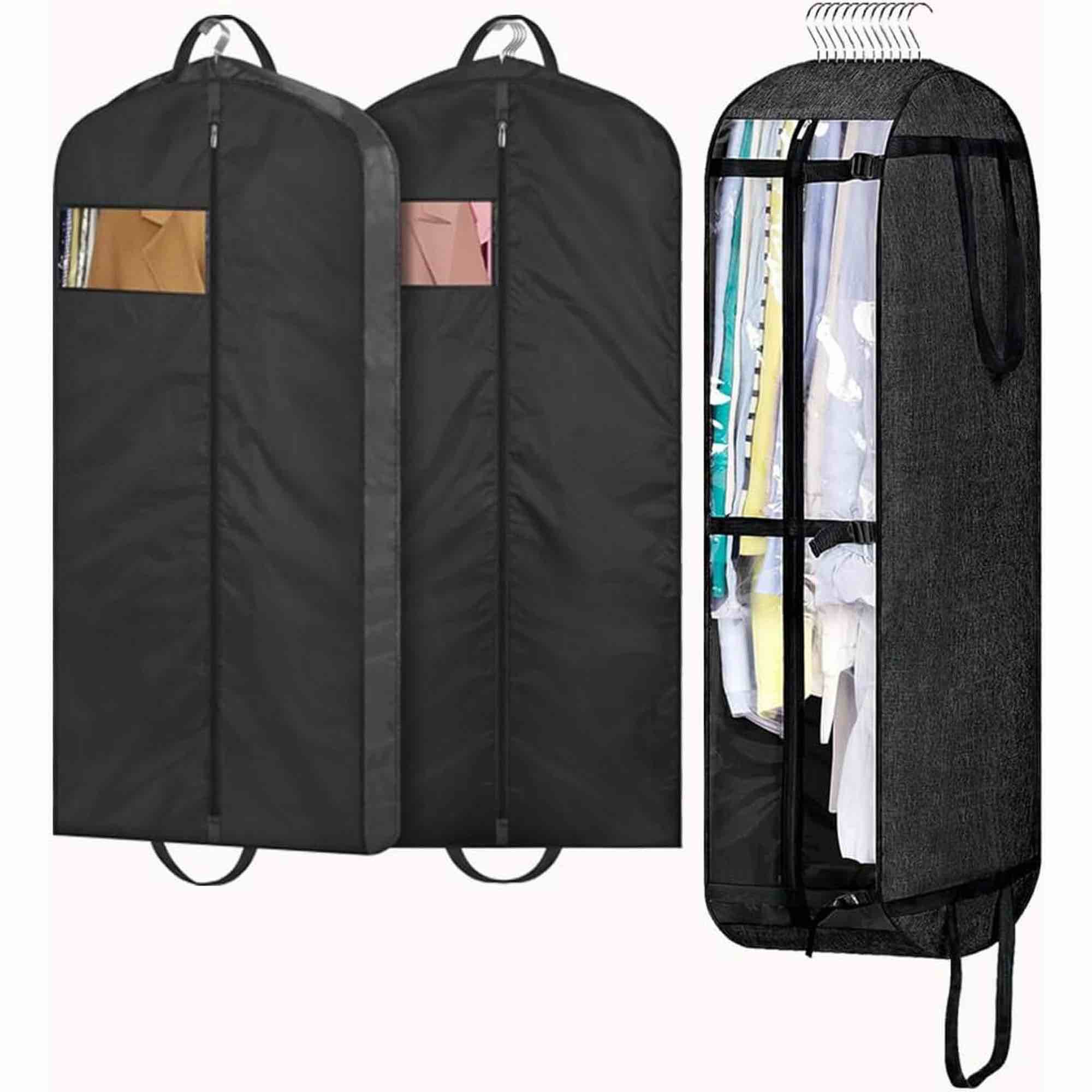 BAGS FOR LESS BREATHABLE 24 x 72" GARMENT  Bag WITH HANDLES AND GUSSET, BLACK