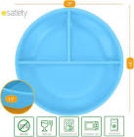 Satiety Suction Plates for Babies - Silicone Baby and Toddler Plates - 3 Compartment Spill Proof - First Stage Feeding Supplies for Kids - Microwave and Dishwasher Safe Light Blue