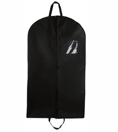 bags for less breathable 40"  garment bag with handles and gusset, black size 24x40