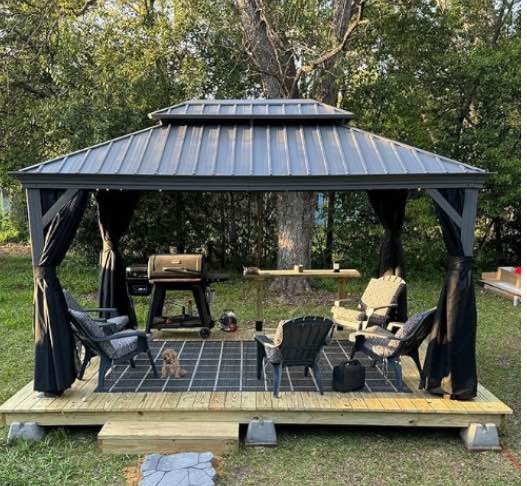 (INCOMPLETE) PURPLE LEAF 10' X 14' Patio Hardtop Gazebo Aluminum Outdoor Gazebo with Double Galvanized Steel Roof for Deck Backyard All Weather Outdoor Pavilion Curtain and Netting Included, Light Grey