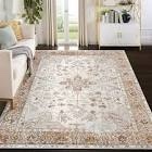 Washable Vintage floral printed area rug for living room decor non 