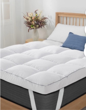 (SIMILAR ITEM )King Size Mattress Topper White Luxury Down Alternative Fiber Mattress Topper with Elastic band