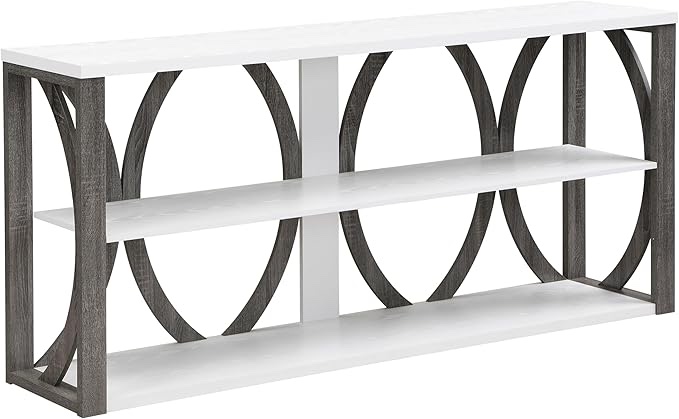 (incomplete)70.87" Long Entry Table with Storage,3-Tier Industrial Console Table