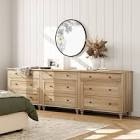 Scarlett Oak Dressers With 9 Wide Chest Of Drawers, Large Wood Dressers For Living Room, Nursery, Hallway