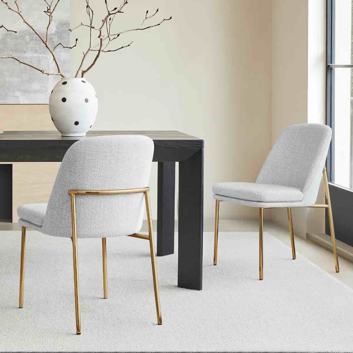 Angelick Dining Chair with Metal Frame Upholstery Color: White, Number of Chairs: 2