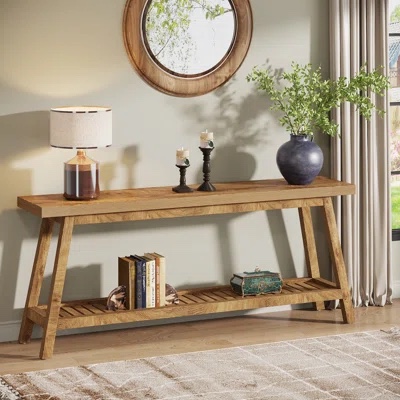 ABUN1257.127280847C 70.9 - Inch Farmhouse Console for Entryway, 2- Tier Entry Table 
