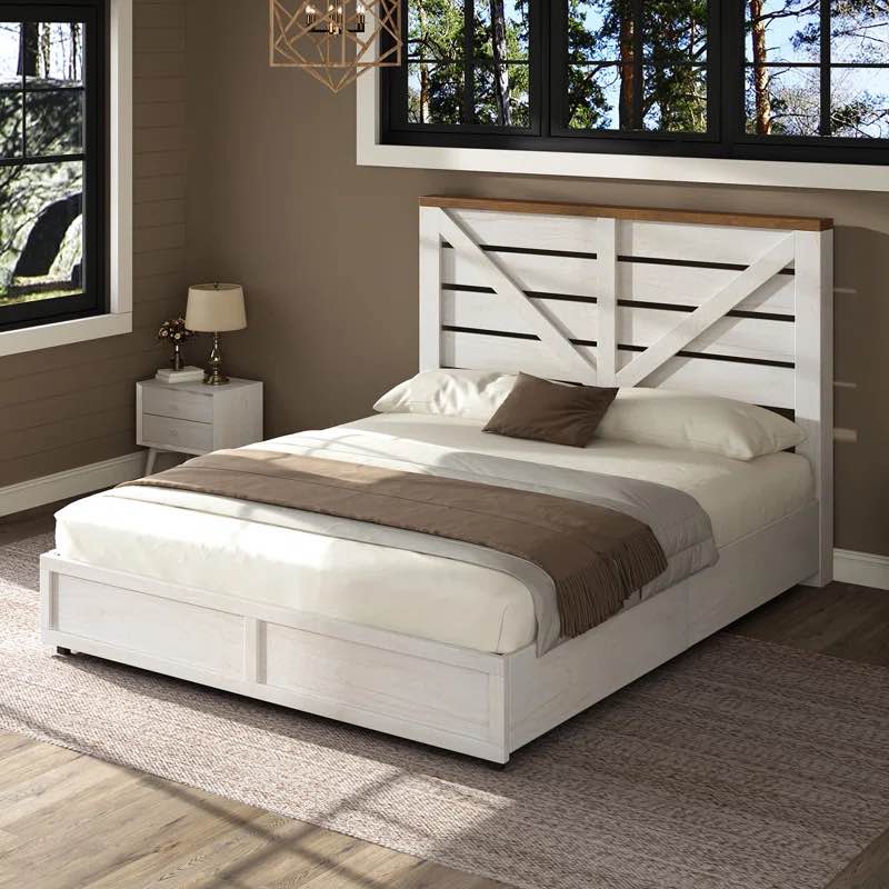 Oceant Deshotel Farmhouse Bed Frame with 4 Drawers